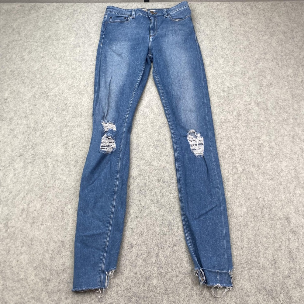 ASOS Denim Jeans Womens 28x36 (27x31) Blue Skinny Distressed Ankle Zip Stretch